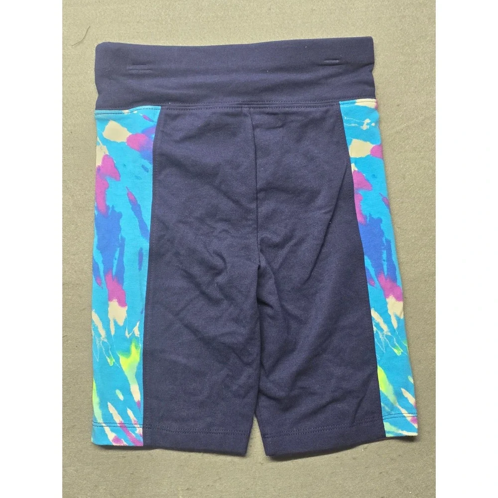Justice Girls Navy Blue Tie Dye Side Panel Bike Shorts Size S 7/8 All For Love